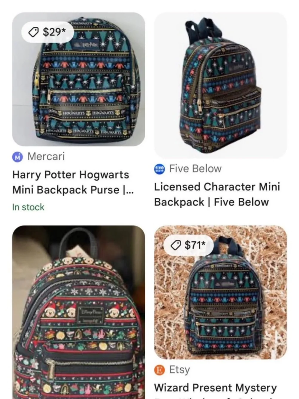 Harry Potter Hogwarts Holiday Mini Backpack